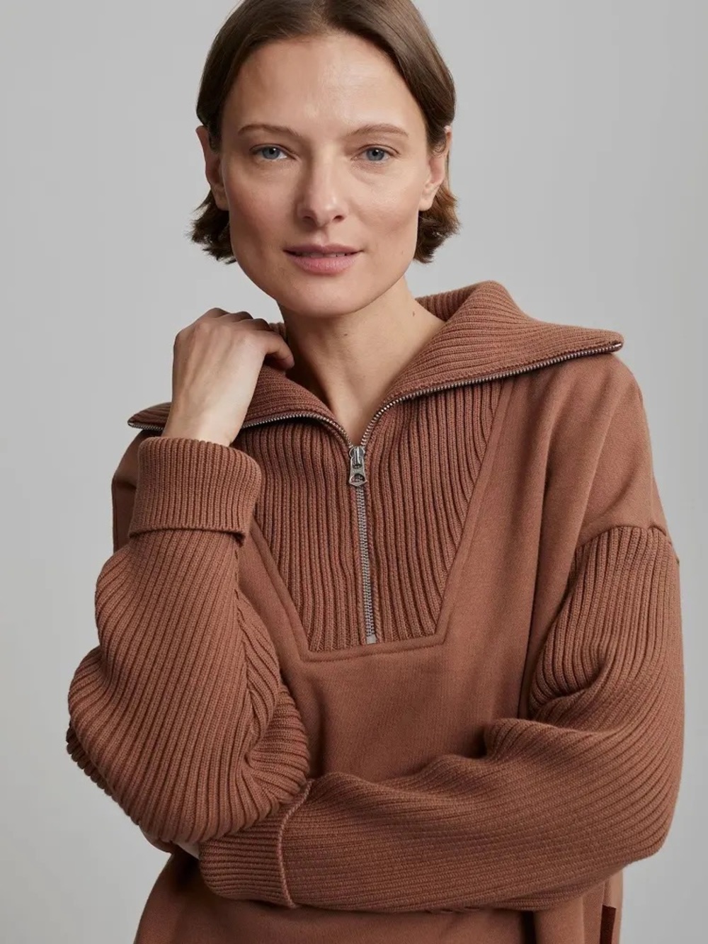 Varley Owen half zip Anthropologie cinnamon Medium Lk New lux activewear
